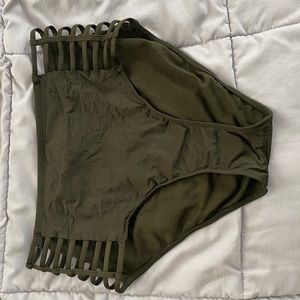 army green super high waisted bikini bottoms